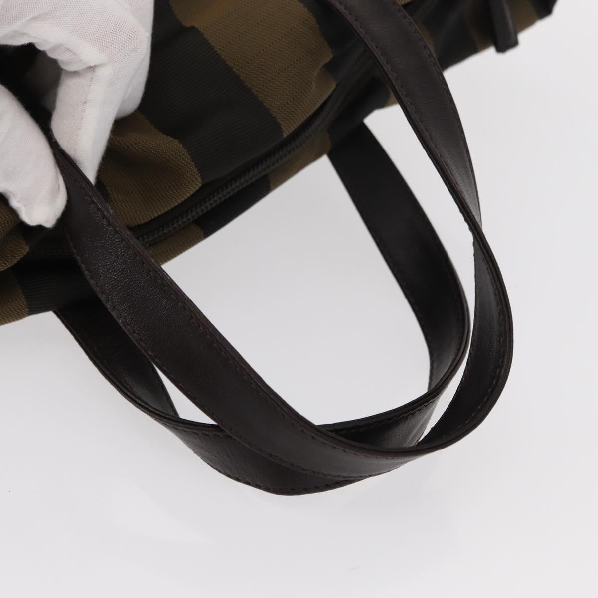 Fendi FENDI Pecan Canvas Hand Bag Black Brown Authentic ep11974