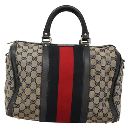 Gucci GUCCI GG Canvas Sherry Line Hand Bag PVC Navy Gold 247205 Authentic 131724
