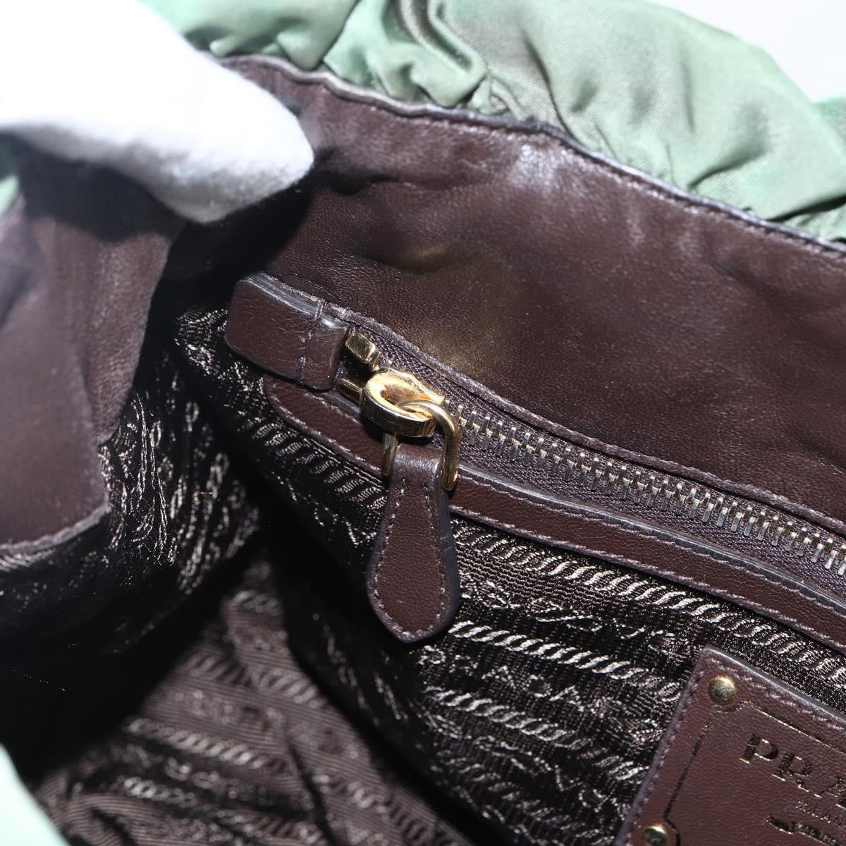 Prada PRADA Hand Bag Nylon 2way Khaki Gold Authentic 170942