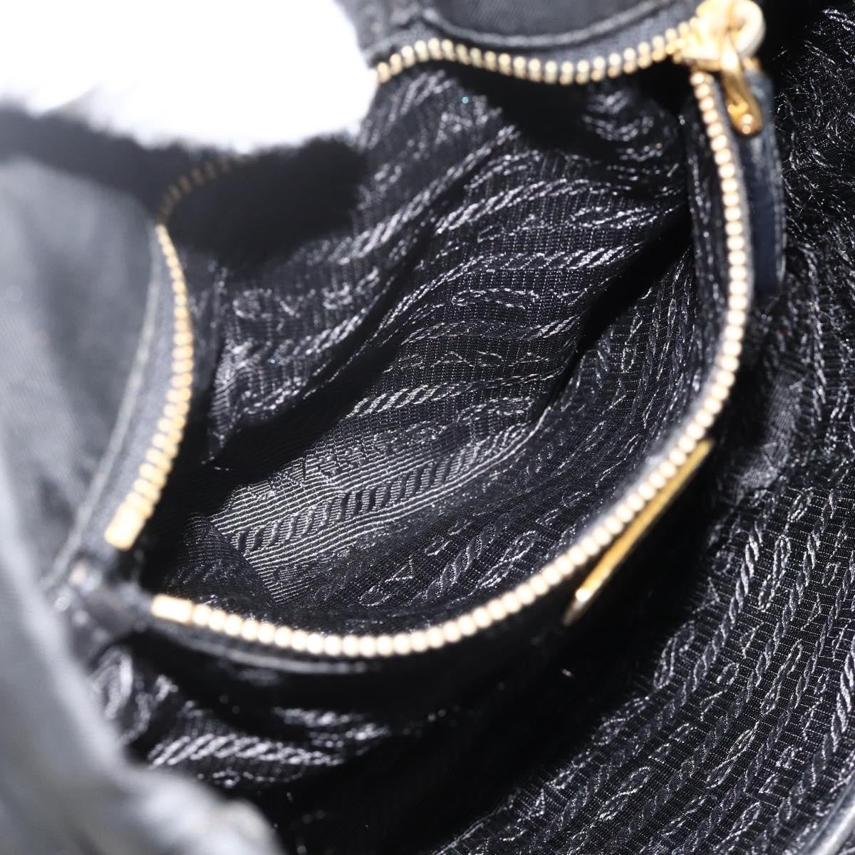 Prada PRADA Hand Bag Nylon Black Gold Authentic 175270