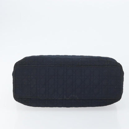 Dior Christian Dior Canage Hand Bag Nylon Navy Gold Authentic gh1098