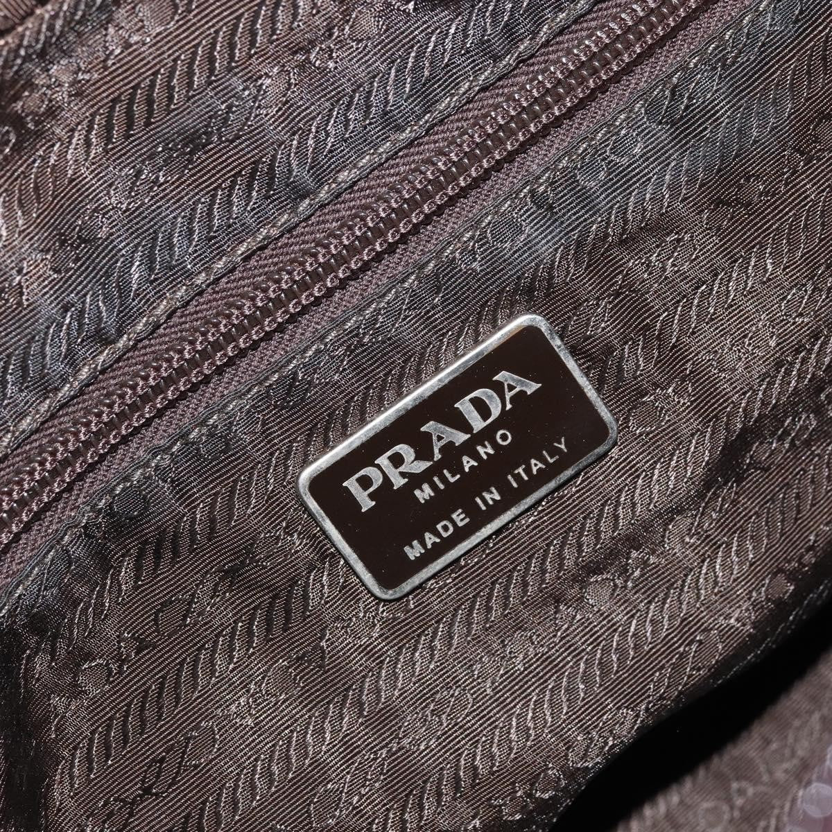 Prada PRADA Hand Bag Nylon Khaki Silver Authentic BA10374