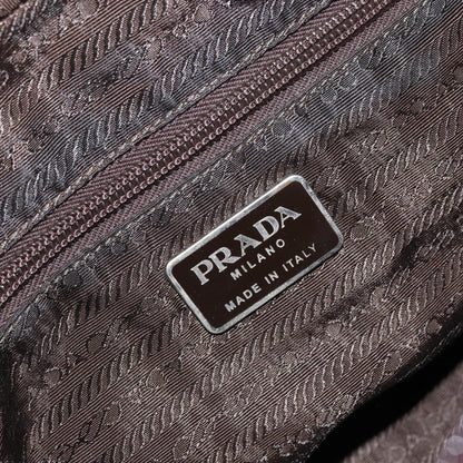 Prada PRADA Hand Bag Nylon Khaki Silver Authentic BA10374