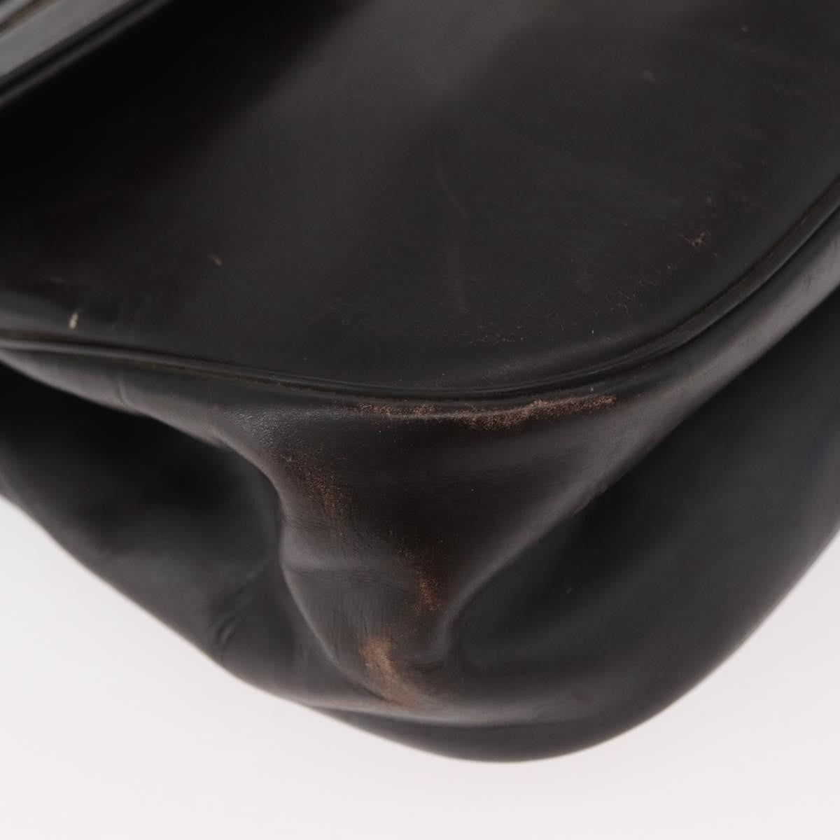 Dior Christian Dior Hand Bag Calf Skin 2way Dark Brown Gold Authentic 180355