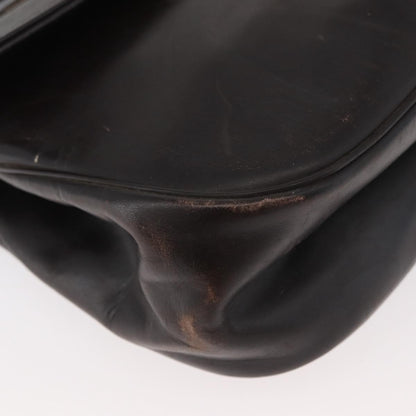 Dior Christian Dior Hand Bag Calf Skin 2way Dark Brown Gold Authentic 180355