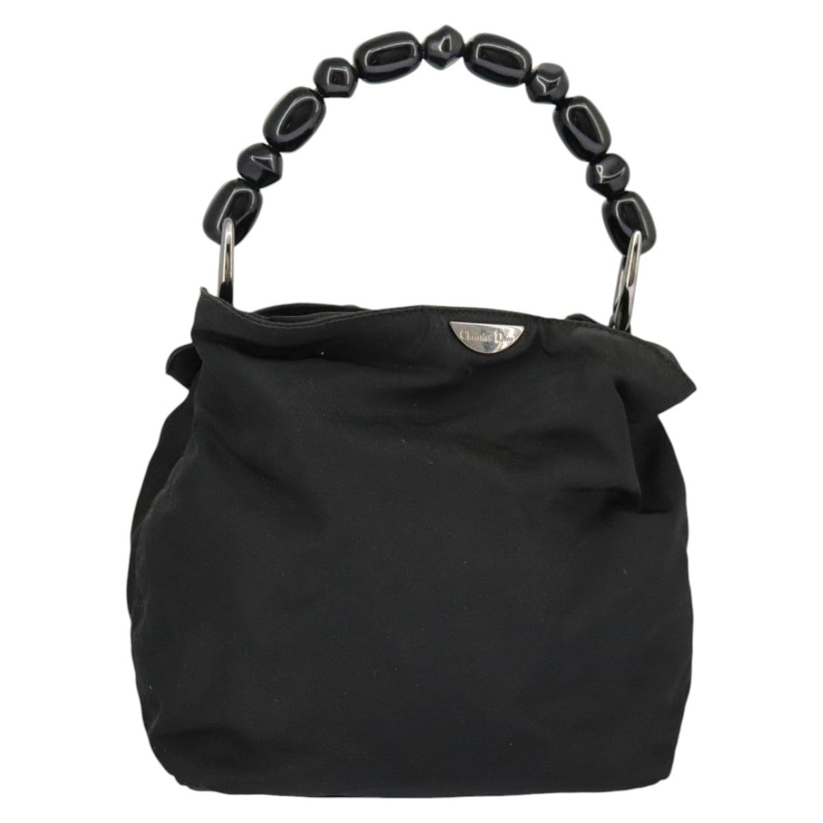 Dior Christian Dior Hand Bag Nylon Black Silver Authentic ar12776