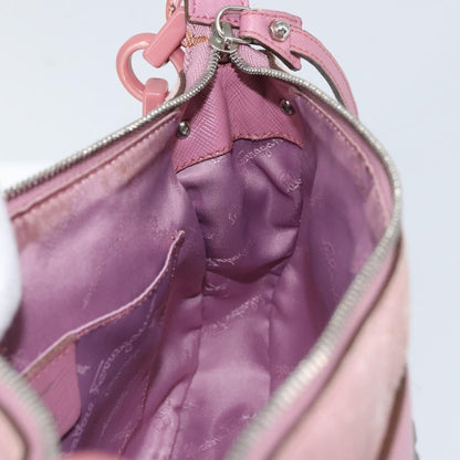 Salvatore Ferragamo Salvatore Ferragamo Gancini Shoulder Bag Suede Pink Silver Authentic 166453