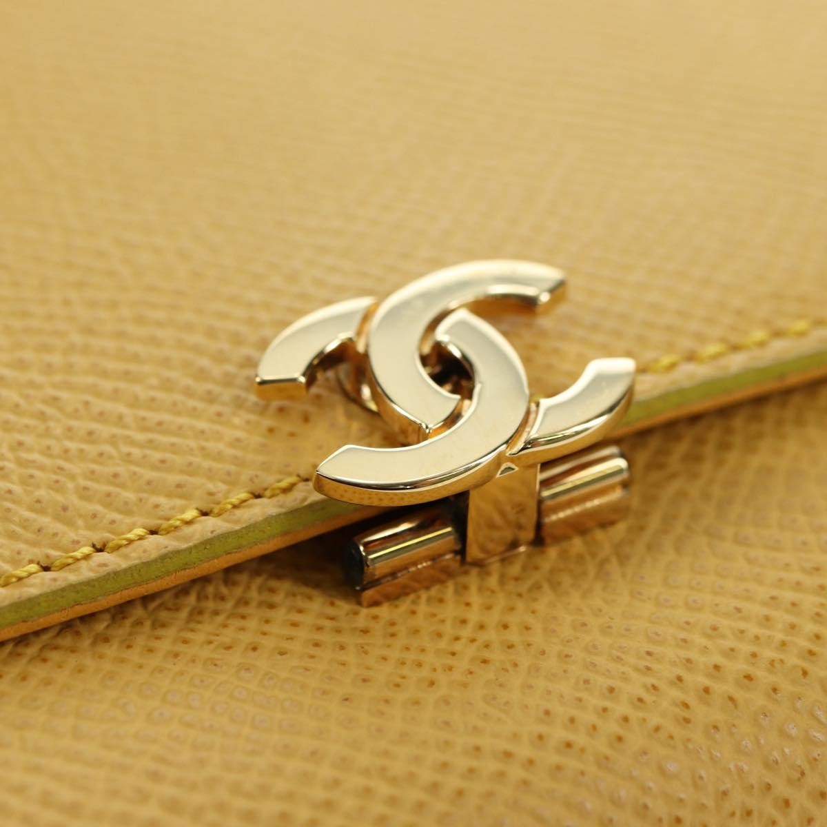Chanel CHANEL Wallet Grained Calf Skin Yellow Gold CC Authentic 180395M Bag