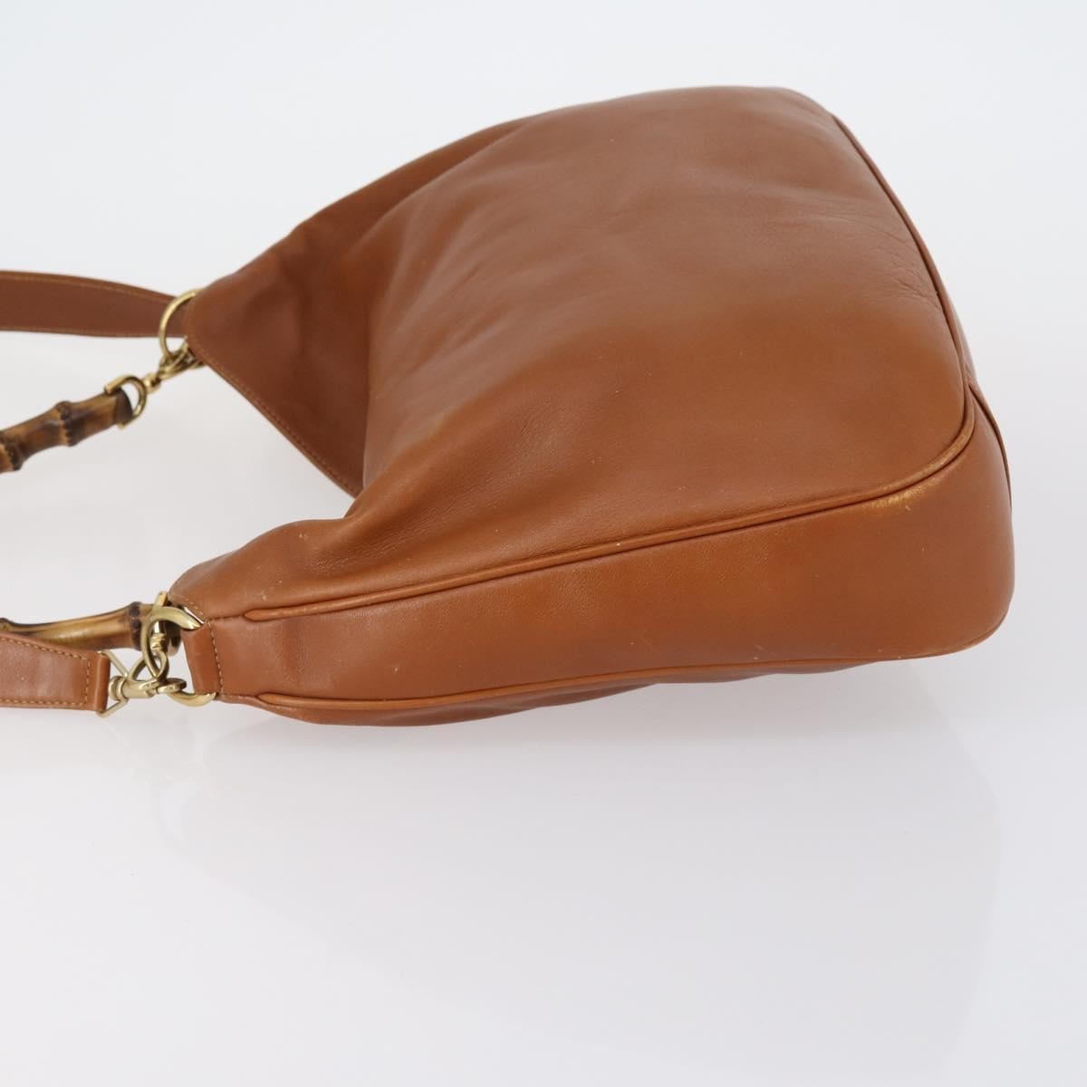 Gucci GUCCI Bamboo Shoulder Bag Leather 2way Brown Gold 001 2852 1577 0 Authentic ep12095