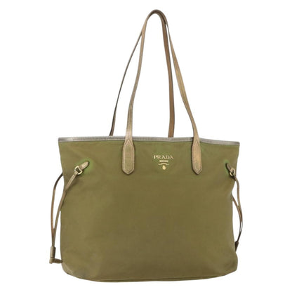 Prada PRADA Hand Bag Nylon Khaki Gold Authentic 159131