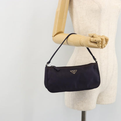 Prada PRADA Pouch Hand Bag Nylon Purple Silver Authentic 175303
