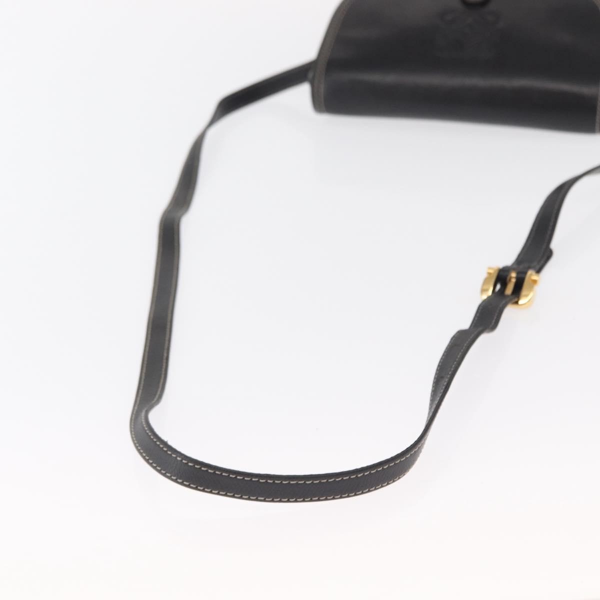 Loewe LOEWE Anagram Shoulder Bag Leather Black Gold Authentic ep12382