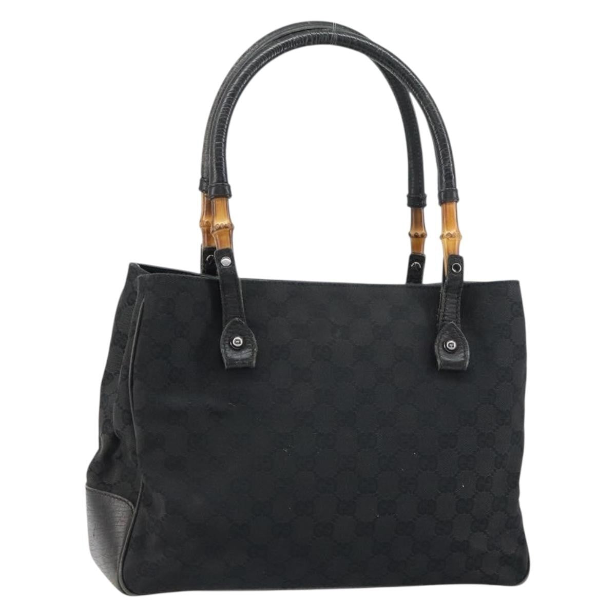 Gucci GUCCI GG Canvas Bamboo Tote Bag Black 112526 Authentic 158362