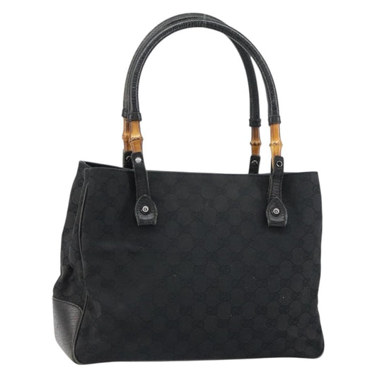Gucci GUCCI GG Canvas Bamboo Tote Bag Black 112526 Authentic 158362