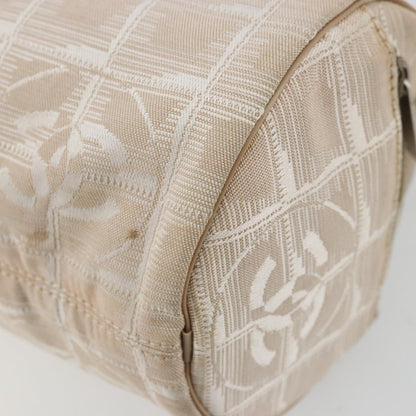 Chanel CHANEL New Travel Line Shoulder Bag Nylon Beige Silver CC Authentic BA12317