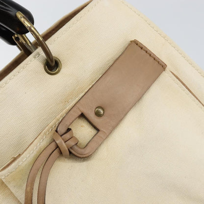 Gucci GUCCI Bamboo Hand Bag Canvas Ivory Gold 109138 Authentic 153356