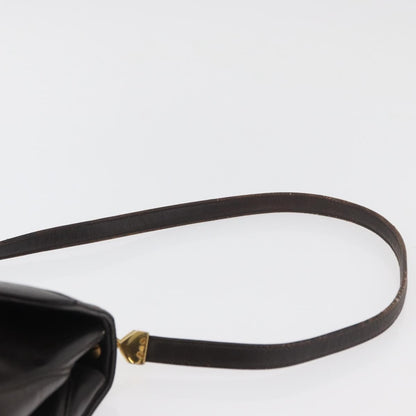 Dior Christian Dior Hand Bag Calf Skin 2way Dark Brown Gold Authentic 180355