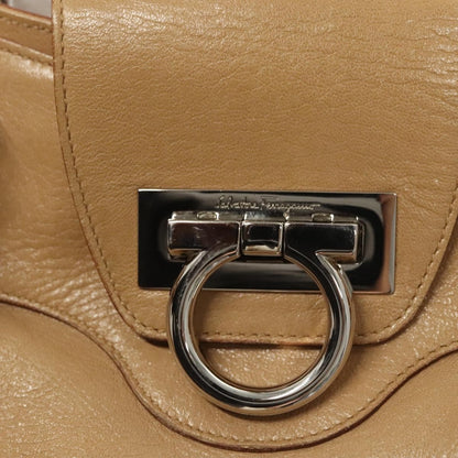 Salvatore Ferragamo Salvatore Ferragamo Gancini Hand Bag Leather Beige Silver Authentic 126621