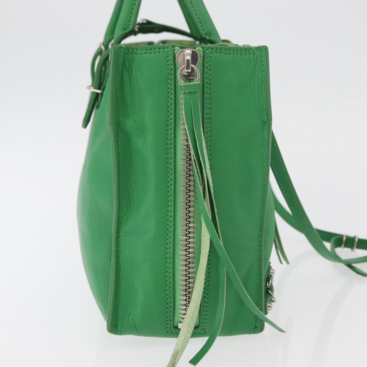 Balenciaga BALENCIAGA The Paper Tote Bag Leather 2way Green Silver 370926 Authentic 179403A