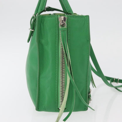 Balenciaga BALENCIAGA The Paper Tote Bag Leather 2way Green Silver 370926 Authentic 179403A
