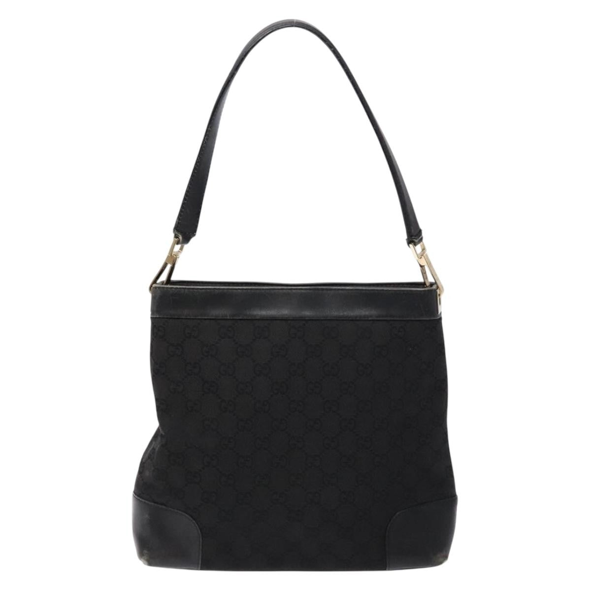 Gucci GUCCI GG Canvas Shoulder Bag Black Gold 33900 Authentic 139189A