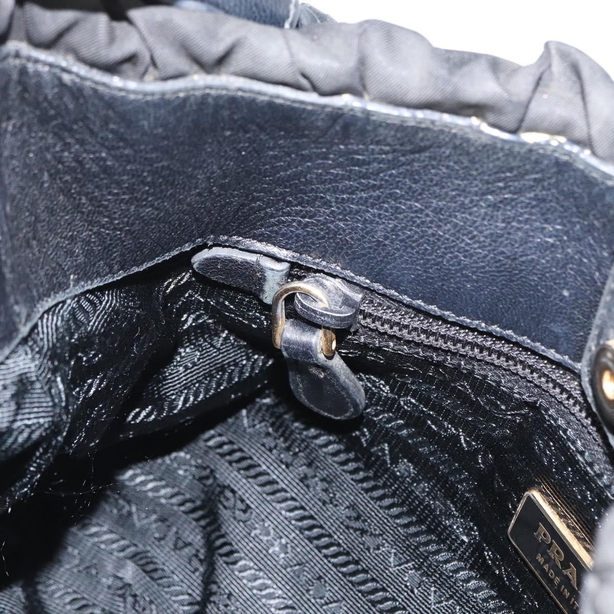 Prada PRADA Hand Bag Nylon Black Gold Authentic 172825