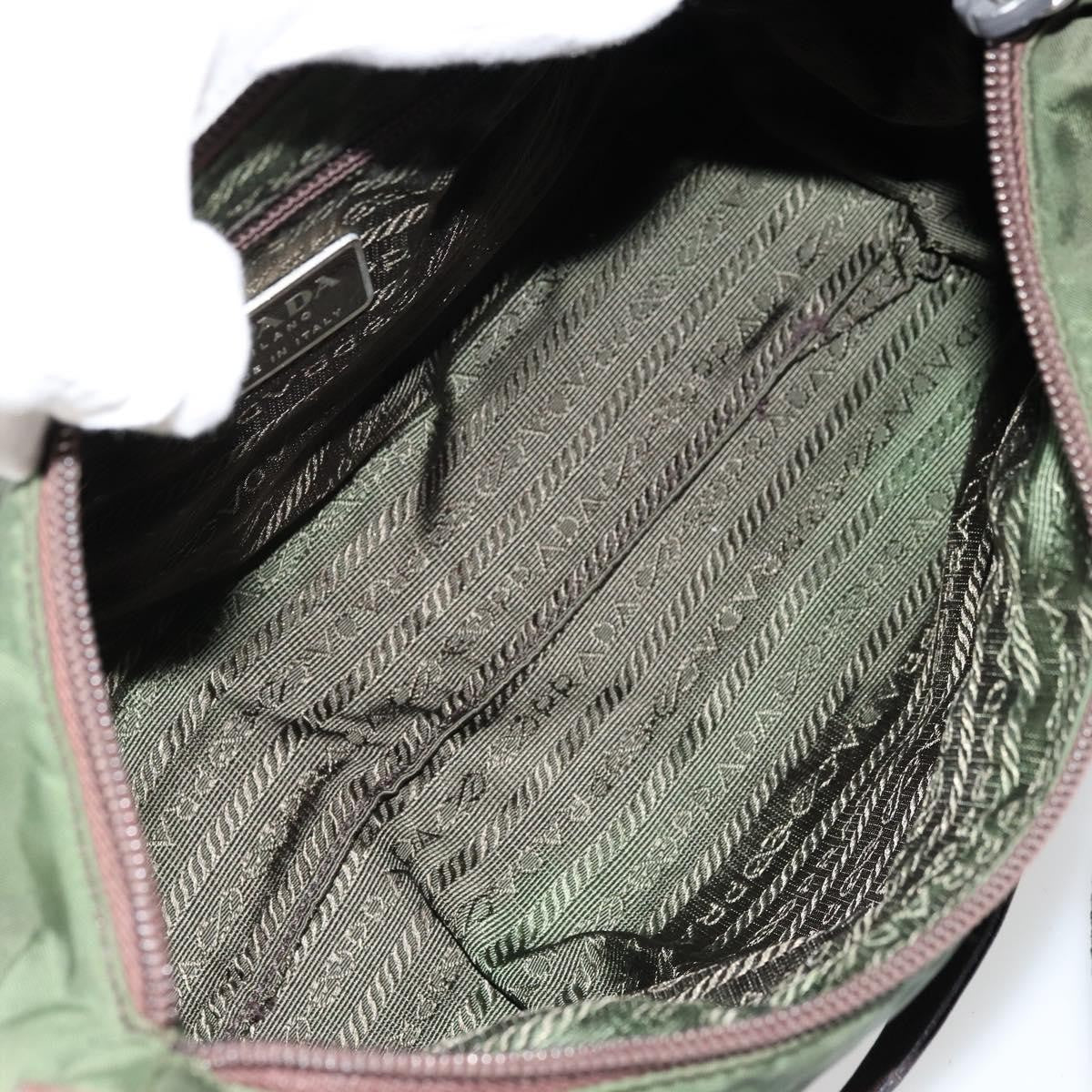 Prada PRADA Shoulder Bag Nylon Khaki Silver Authentic bs34740
