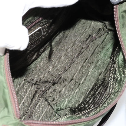Prada PRADA Shoulder Bag Nylon Khaki Silver Authentic bs34740