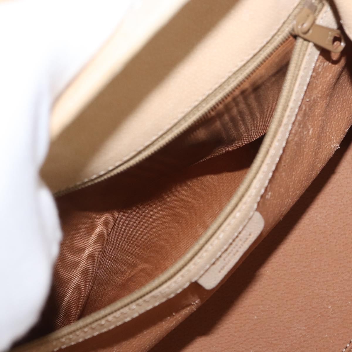 Celine CELINE Hand Bag Leather 2way Beige Gold Authentic 166991