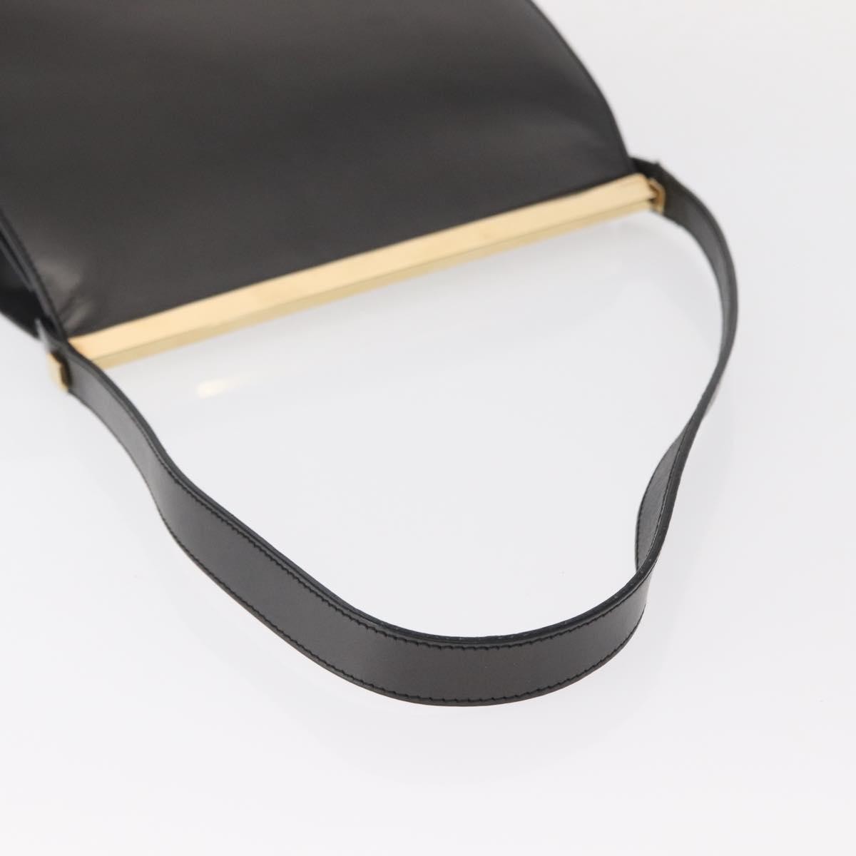 Gucci GUCCI Shoulder Bag Leather Black Gold Authentic BA8638