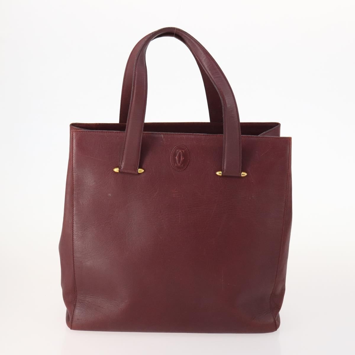 Cartier CARTIER Shoulder Bag Leather 5 Set Bordeaux Gold Authentic mr2108