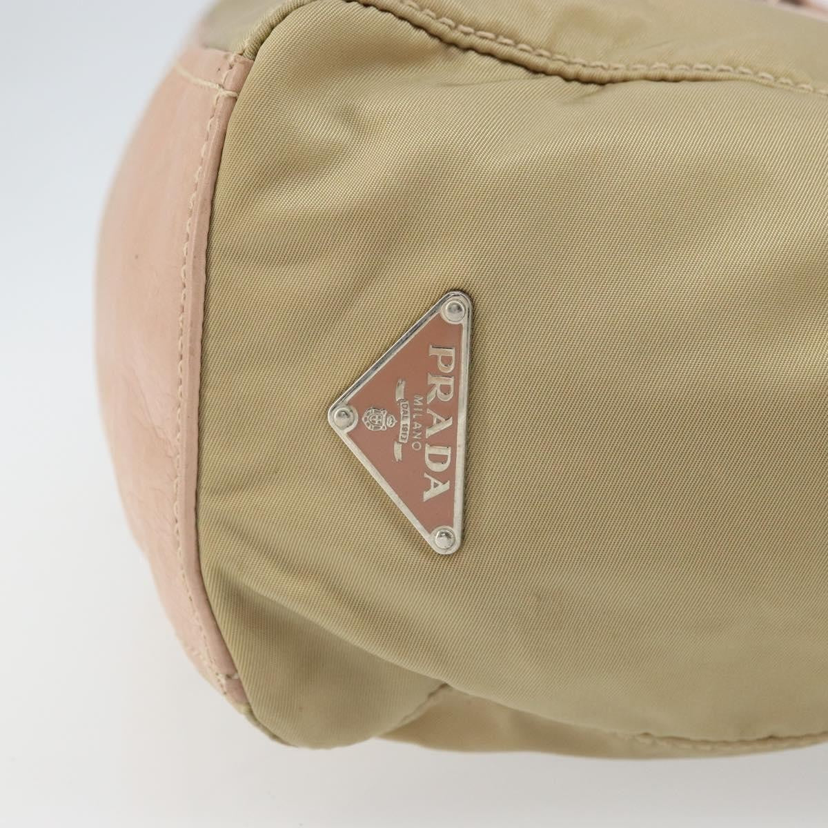 Prada PRADA Tote Bag Nylon Leather Beige Silver Authentic ep12684