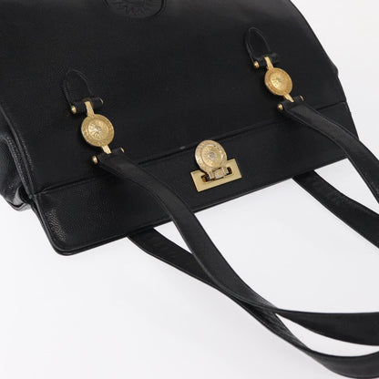 Versace VERSACE Tote Bag Leather Black Gold Authentic BA8013