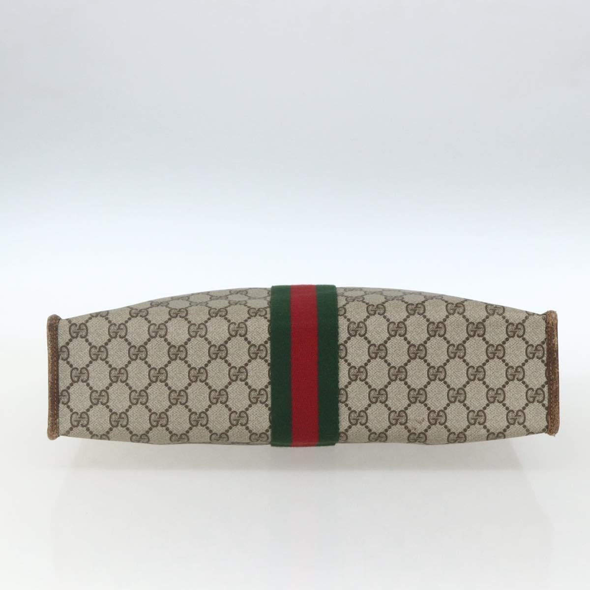 Gucci GUCCI GG Supreme Web Sherry Line Hand Bag PVC Beige Gold 010 378 Authentic 162305