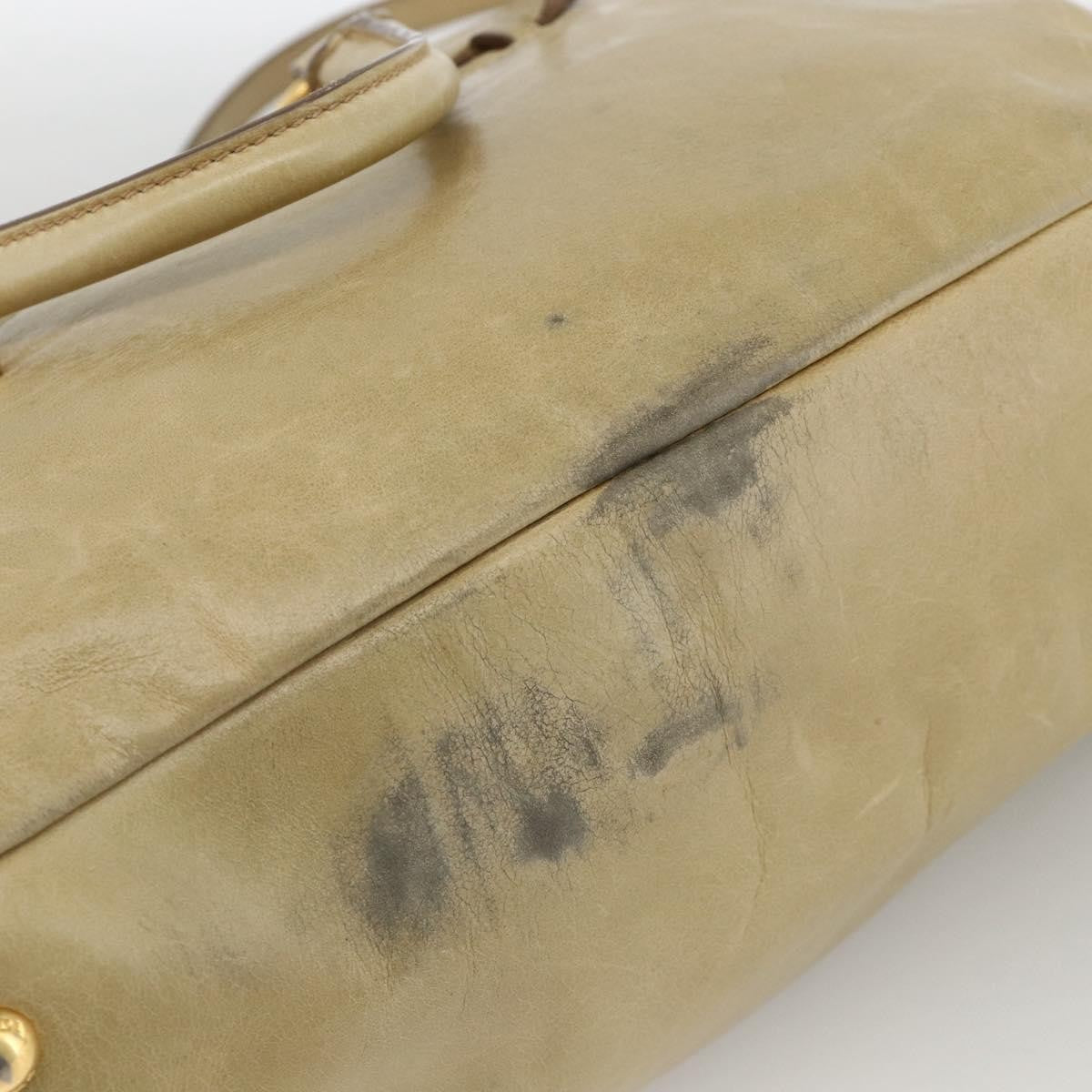 Prada PRADA Hand Bag Leather 2way Beige Gold Authentic 174345