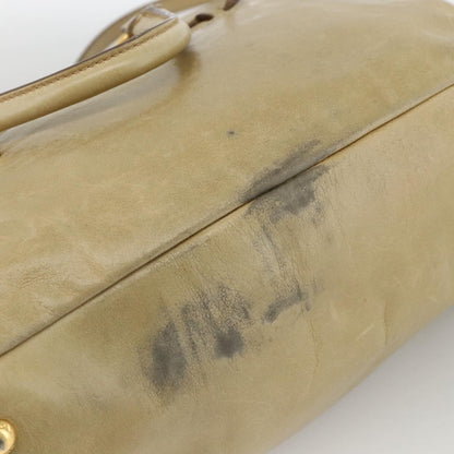 Prada PRADA Hand Bag Leather 2way Beige Gold Authentic 174345