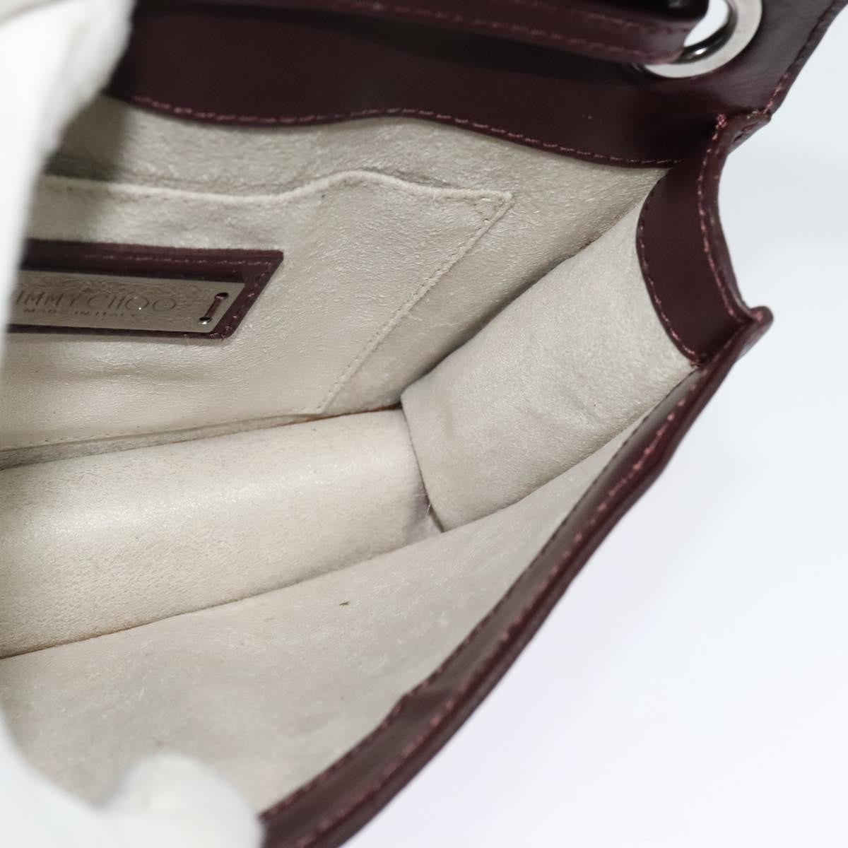 Jimmy Choo Jimmy Choo Hand Bag Leather Bordeaux Silver Authentic BA5034