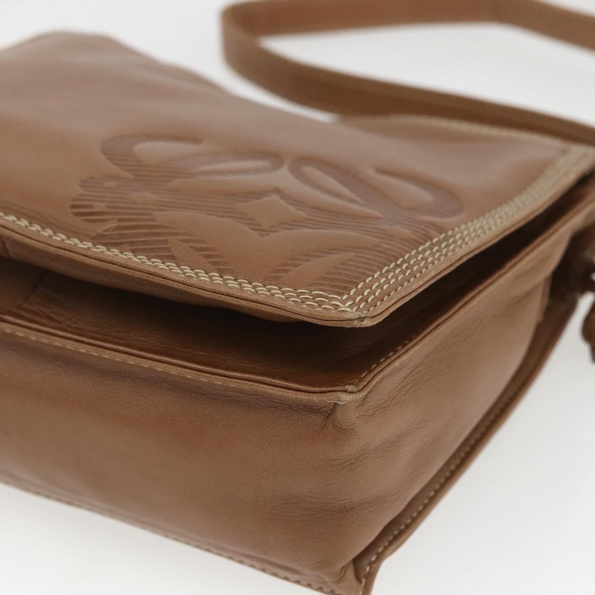 Loewe LOEWE Anagram Shoulder Bag Leather Brown Gold Authentic ep12651