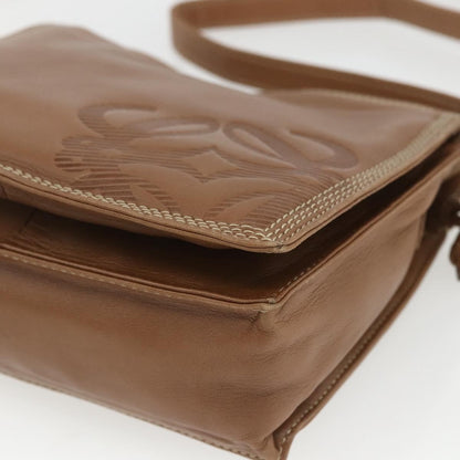 Loewe LOEWE Anagram Shoulder Bag Leather Brown Gold Authentic ep12651