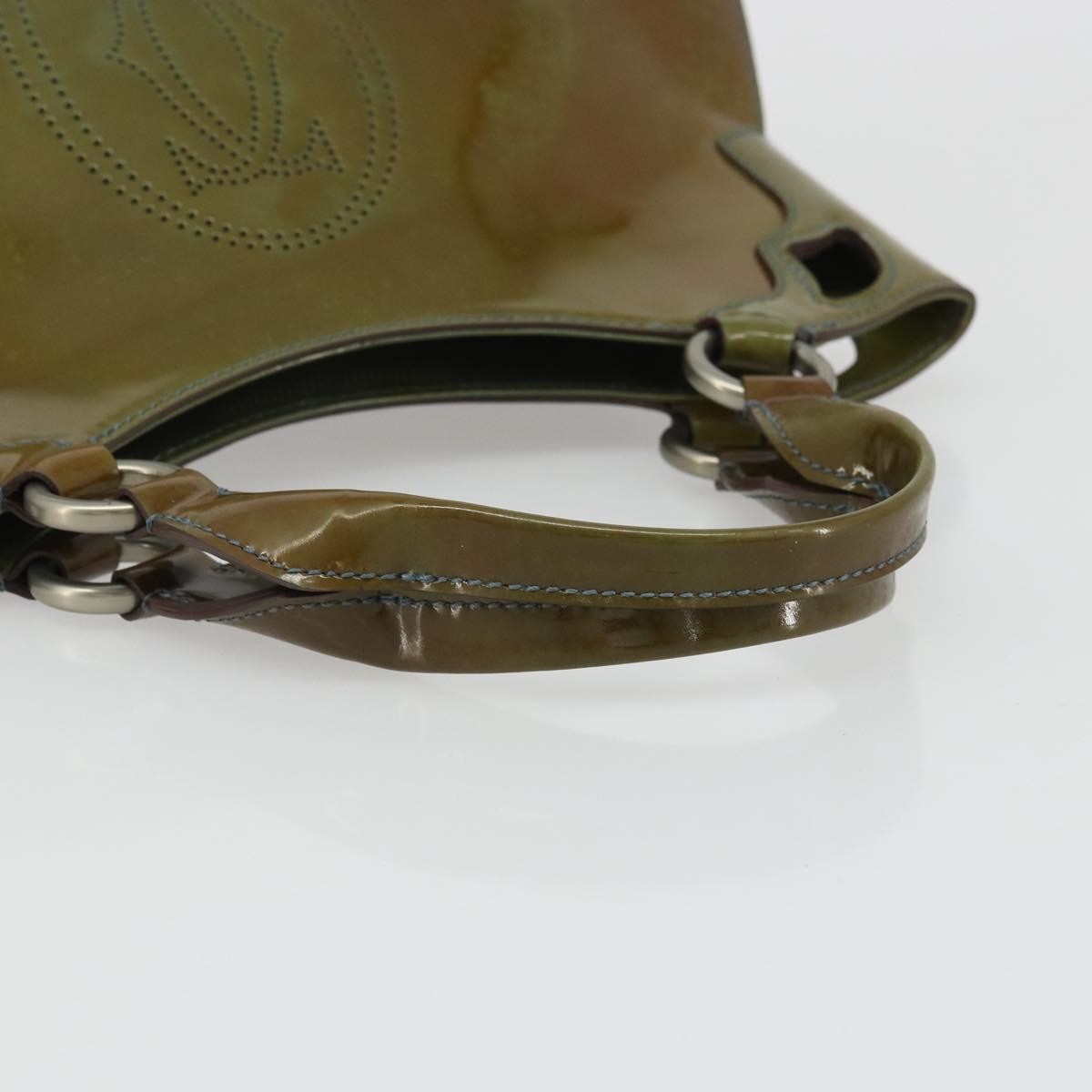 Cartier CARTIER Marcello Hand Bag Patent leather Green Silver Authentic bs34215