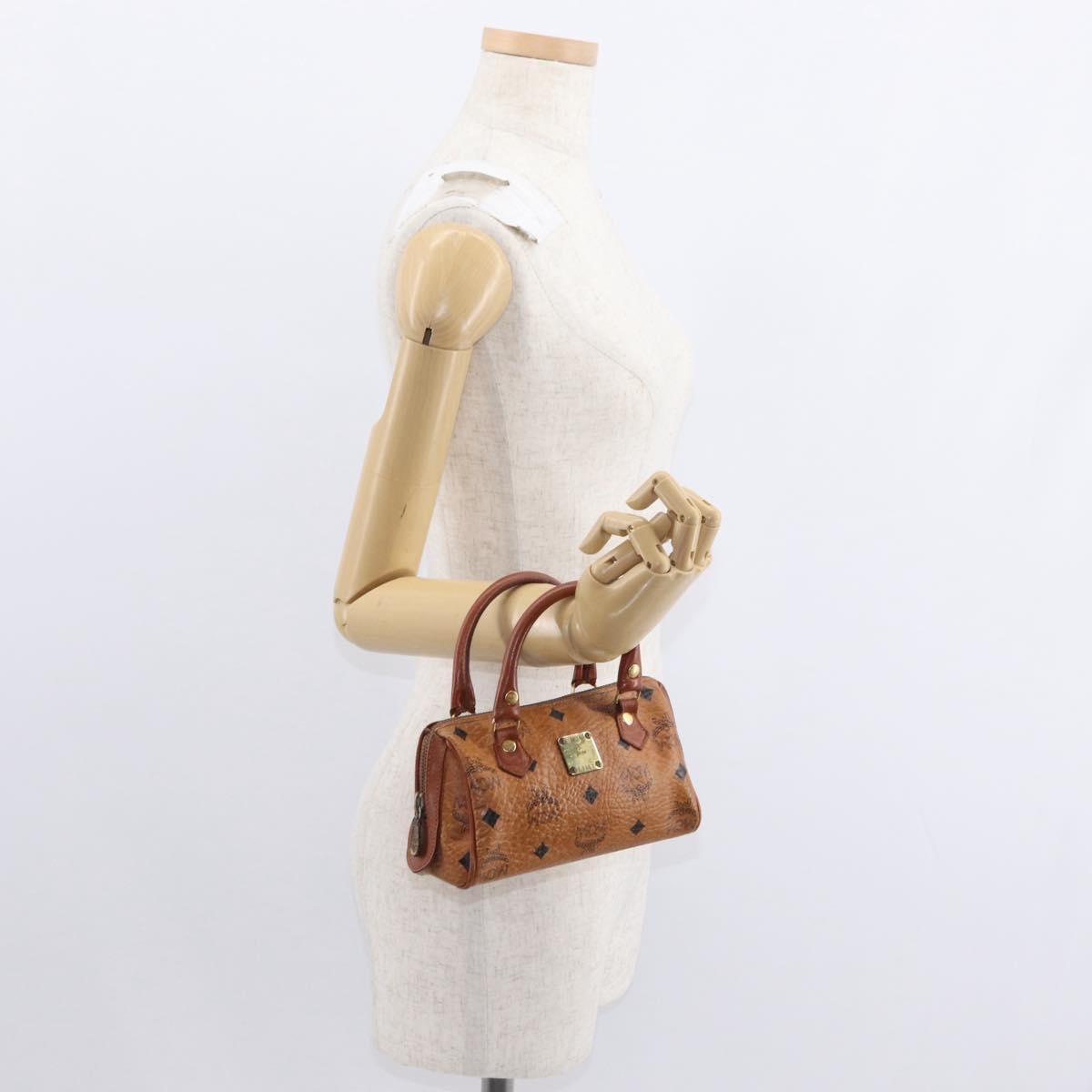 MCM MCM Logogram Vicetos Hand Bag PVC Leather Brown Gold Authentic bs31000