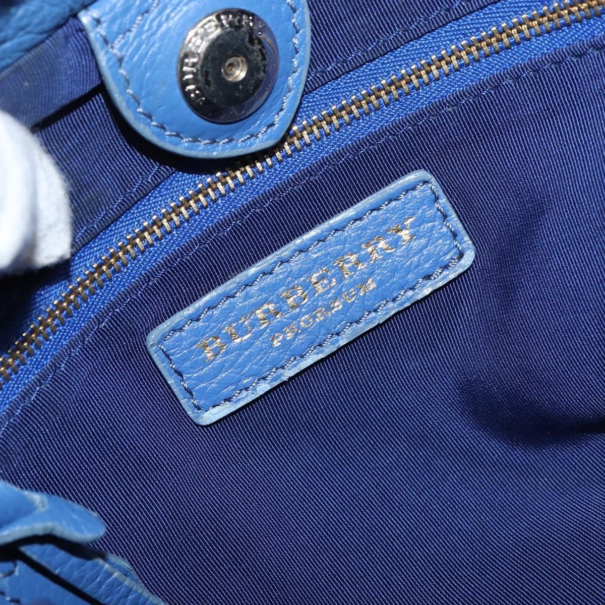 Burberry BURBERRY Shoulder Bag Leather Blue Gold Authentic 157793