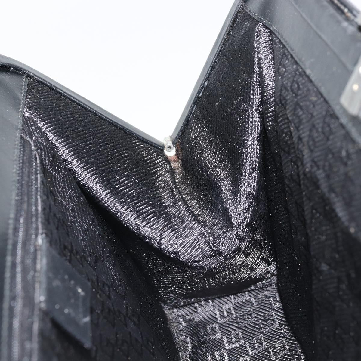Gucci GUCCI Hand Bag Canvas Silver Black Authentic 175720