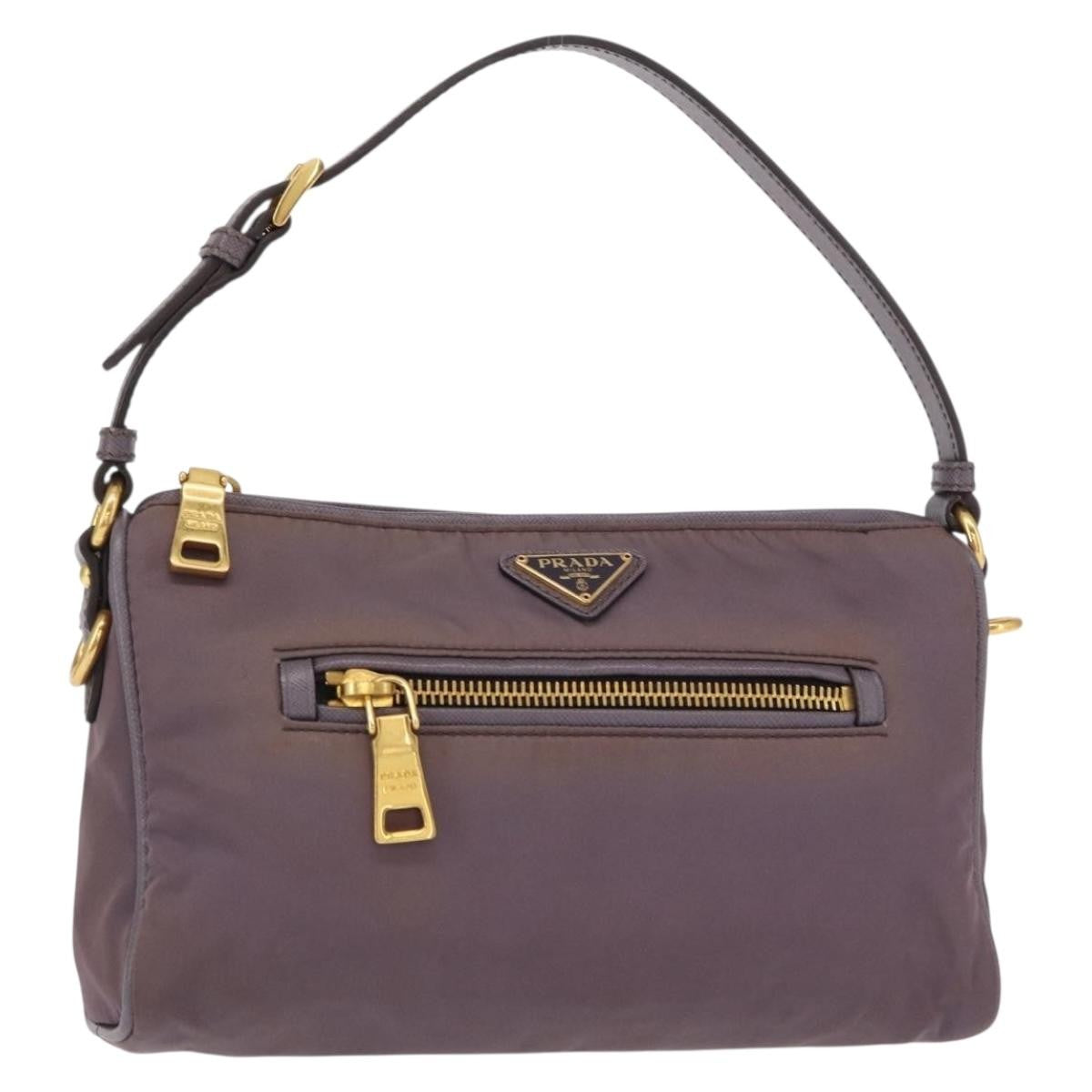 Prada PRADA Shoulder Bag Nylon Gold Purple Authentic 156015