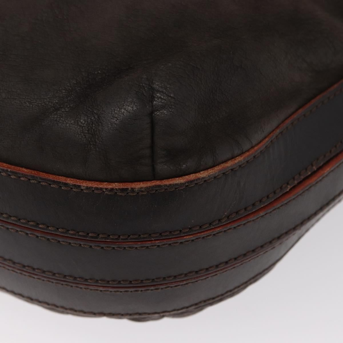 Loewe LOEWE Shoulder Bag Leather Brown Silver Authentic 155631