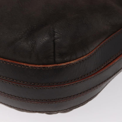 Loewe LOEWE Shoulder Bag Leather Brown Silver Authentic 155631