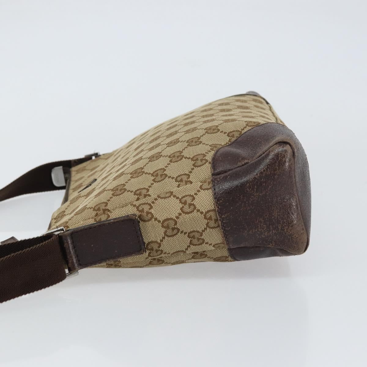 Gucci GUCCI GG Canvas Shoulder Bag Beige Silver 114273 Authentic 157746