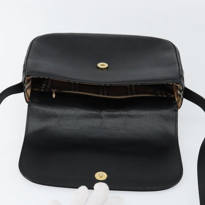 Burberrys Burberrys Nova Check Shoulder Bag Leather Black Gold Authentic bs30325
