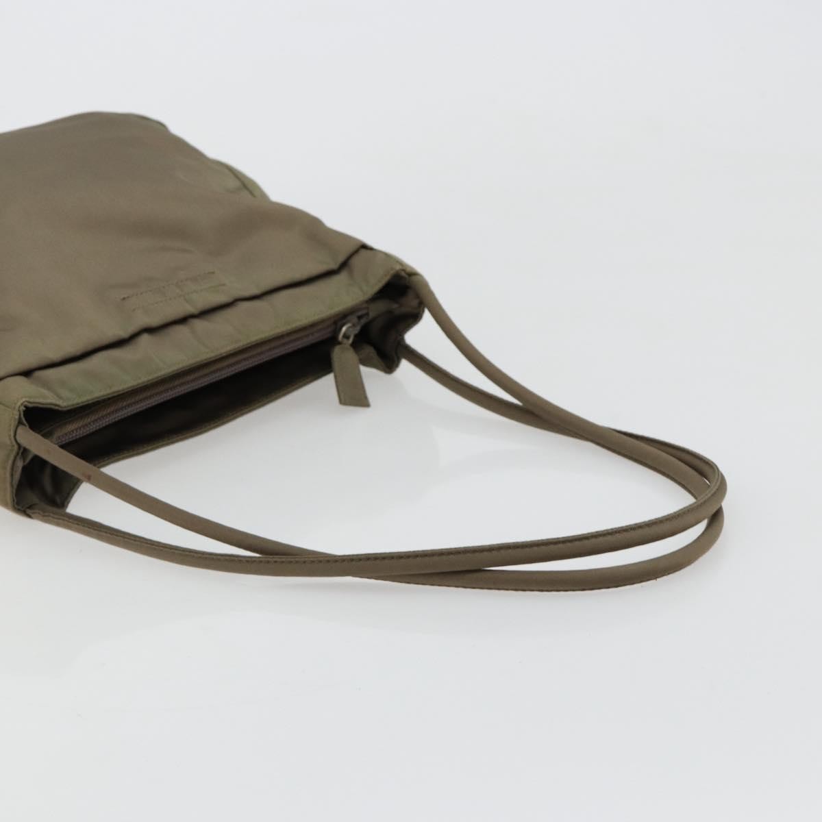 Prada PRADA Tote Bag Nylon Khaki Silver Authentic BA12923