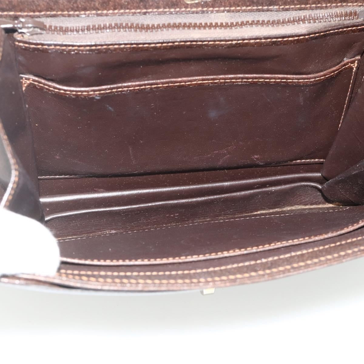Gucci GUCCI Hand Bag Leather Brown Gold Authentic ep14250